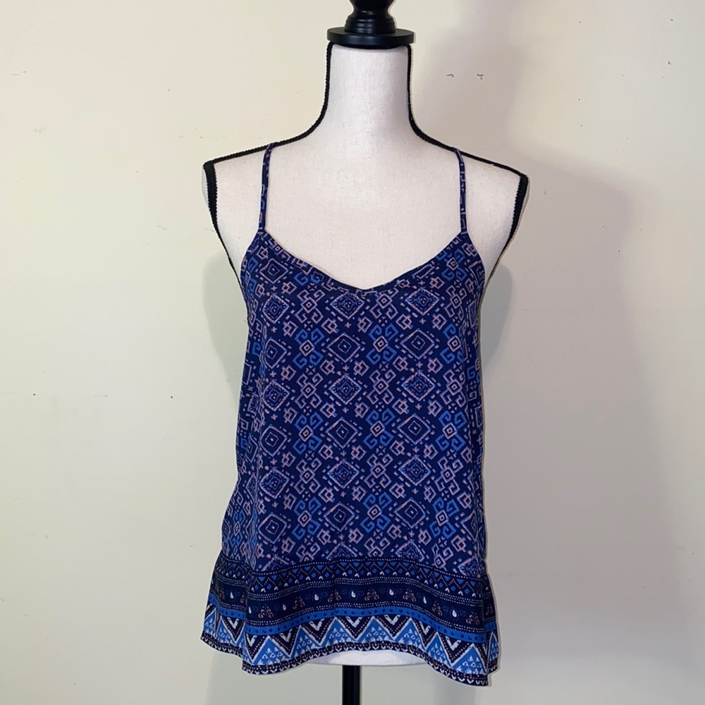 Hollister Blue Boho Print Cross Back Cami Tank Top Women’s Size Small